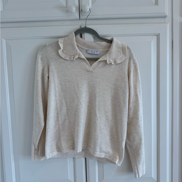 Taylor Tillman Women's Cream Sweater with Ruffled Collar - Picture 2 of 4